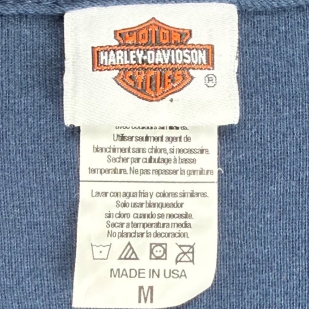 Harley Davidson Womens Long Sleeve Shirt Central Maine USA Made Blue Medium - Picture 4 of 6